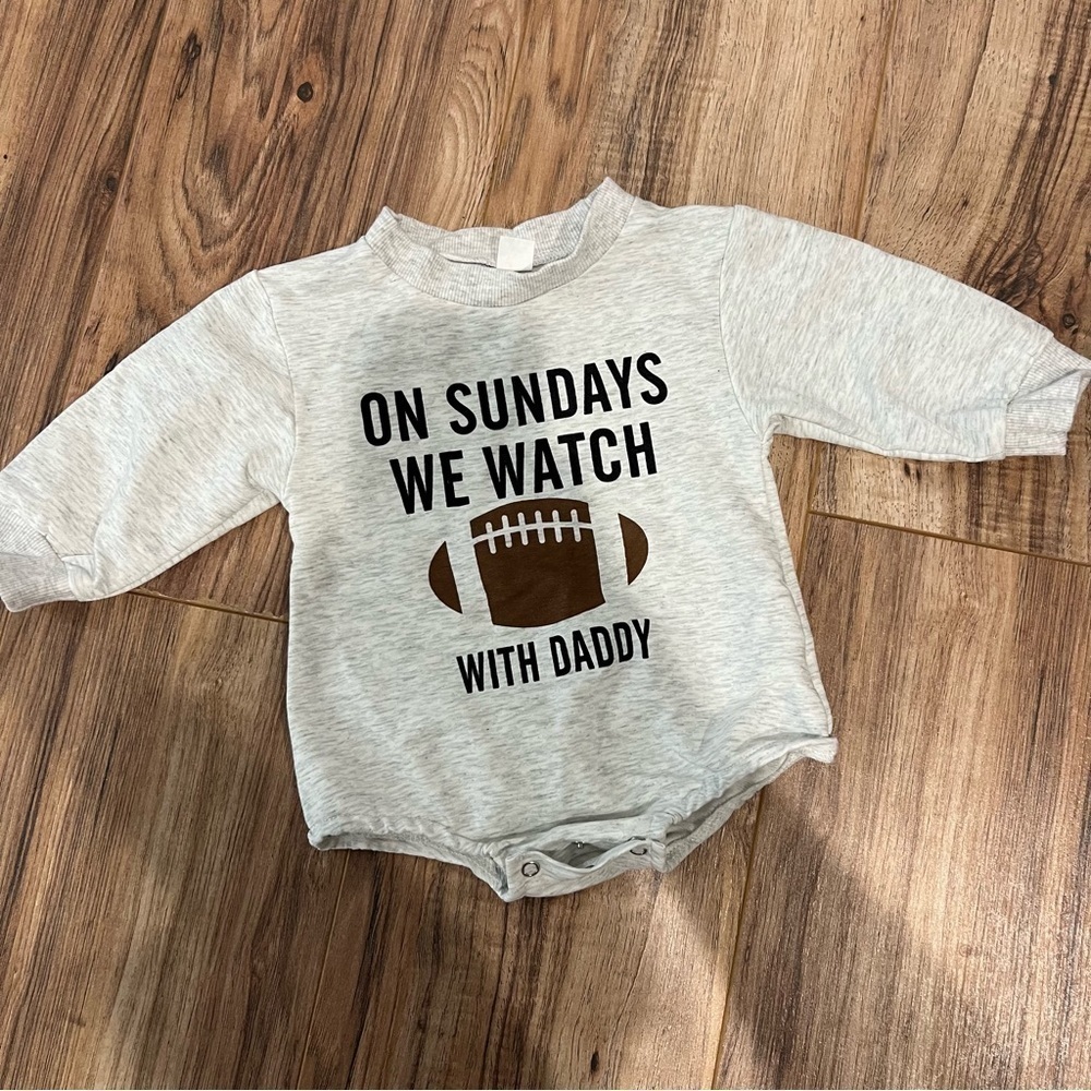 On Sundays We Watch Football Graphic Bodysuit Bubble Sweatshirt